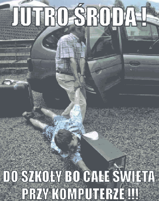 Chłopak nie może pożegnać się z komputerem a to już jutro środa